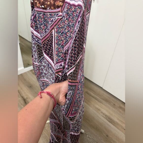 Kori Women's Purple Floral Bohemian Sleeveless Wide Leg Loose Fit Jumpsuit Small - Picture 6 of 9